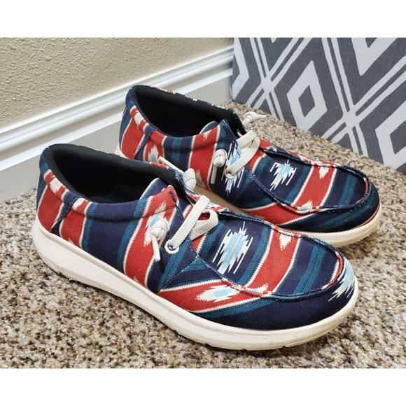 Ariat Hilo Men’s 9EE Wide Serape Canvas Shoes Centinela Style 10042581 Lace Up